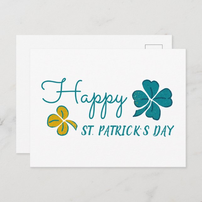 Lucky Clover Shamrock Drawing St. Patrick`s Day Holiday Postcard (Front/Back)