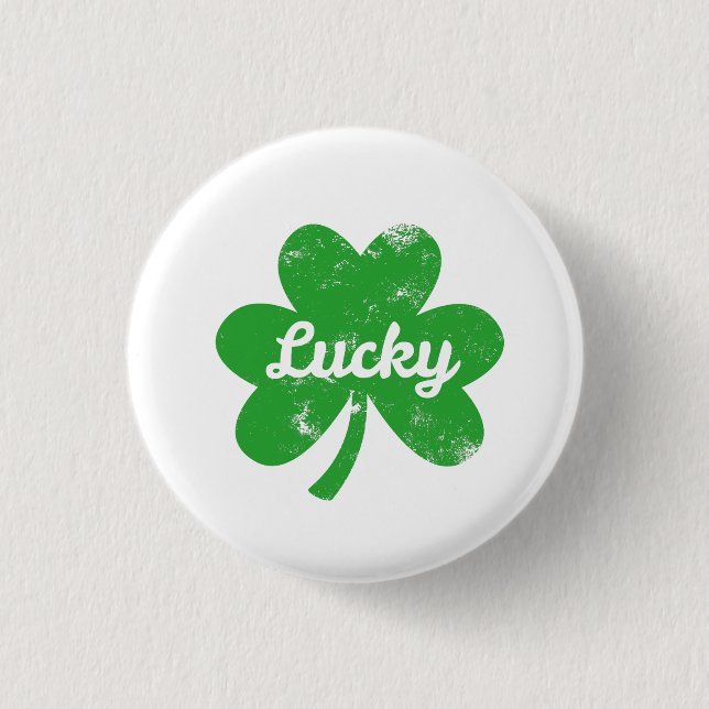 Lucky Clover St Patrick's Day 1 Inch Round Button (Front)