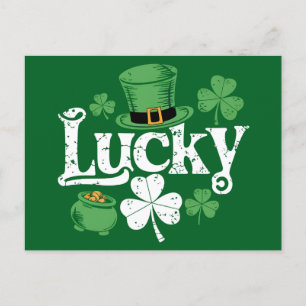 Lucky Clover St Patrick's Day Shamrock Vintage Invitation Postcard