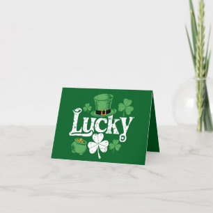 Lucky Clover St Patrick's Day Shamrock Vintage Thank You Card
