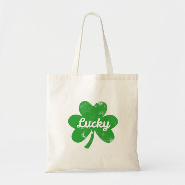 Lucky Clover St Patrick's Day Tote Bag (Front)