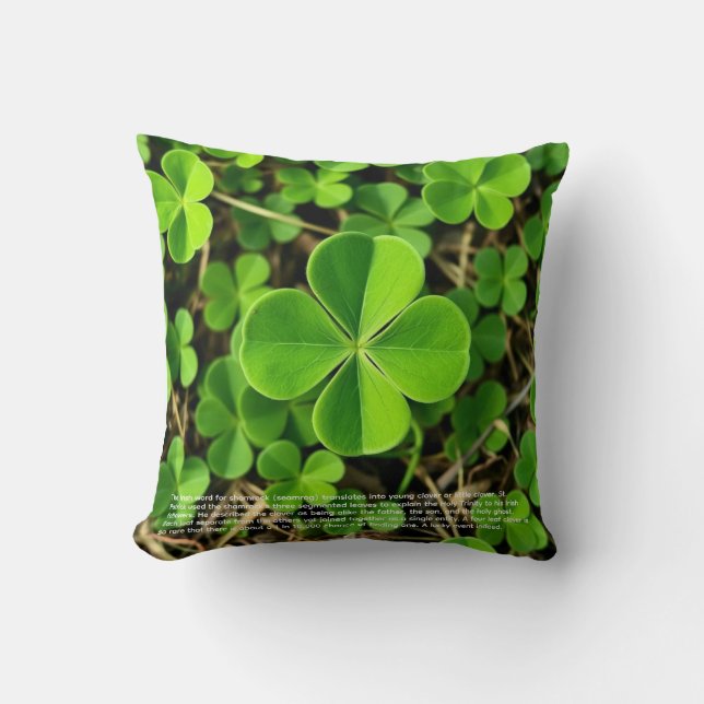 Lucky Clover Throw Pillow (Front)