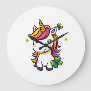 Lucky Clover Unicorn (1) Large Clock