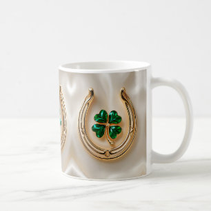 Lucky clover with Gold Horseshoe Coffee Mug