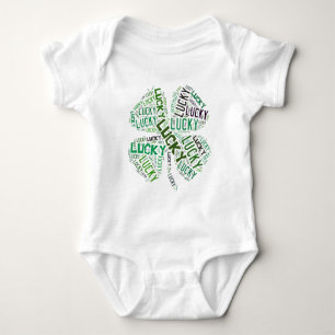 Lucky Clover Word Art Baby Bodysuit