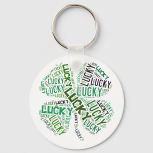 Lucky Clover Word Art Keychain