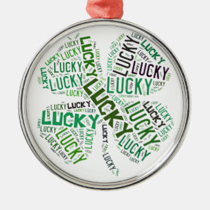 Lucky Clover Word Art Metal Ornament