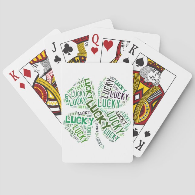 Lucky Clover Word Art Playing Cards (Back)