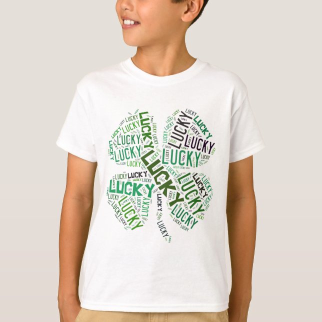 Lucky Clover Word Art T-Shirt (Front)
