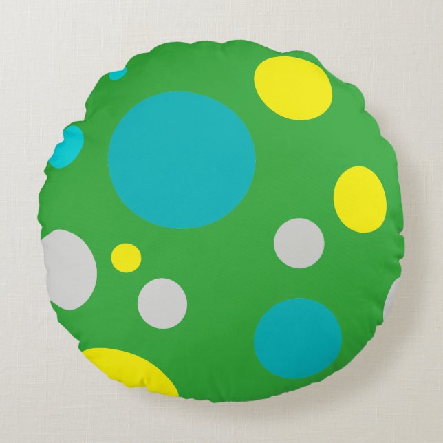 Lucky Colourful Bubbles Round Pillow (Front)