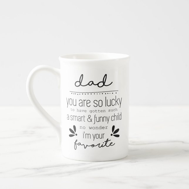 Lucky Dad Smart And Funny Child Father's Day Gift Bone China Mug (Left)