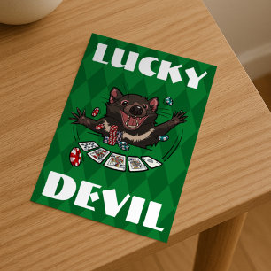 Lucky Devil Tasmanian Devil Royal Flush Cartoon Postcard