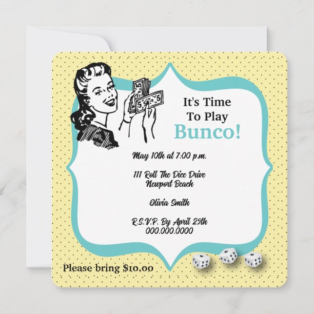 Lucky Dice Player Bunco Party Invitation (Front)