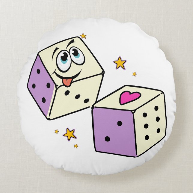 Lucky Dice Round Pillow (Front)