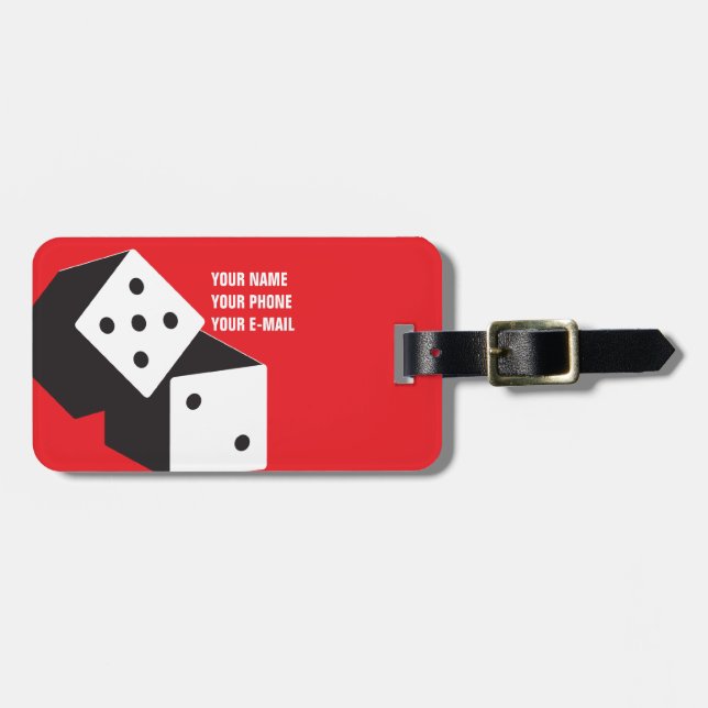 Lucky Dice with customizable text Luggage Tag (Front Horizontal)