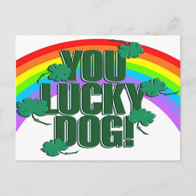Lucky Dog and Rainbow St. Patrick's Day Postcard (Front)