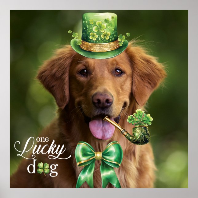 Lucky Dog Funny Custom Photo St. Patrick's Day  Poster (Front)