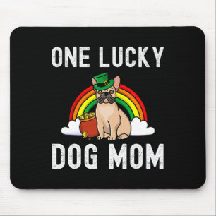 Lucky Dog Mom French Bulldog St Patrick's Day Rain Mouse Pad