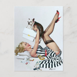Lucky Dog Pin Up Postcard