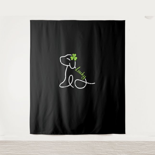 Lucky Dog St Patricks Day Cute Irish Puppy Shamroc Tapestry (Front)