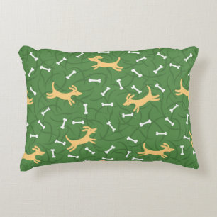 lucky dogs with bones background accent pillow
