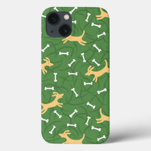 lucky dogs with bones background iPhone 13 case