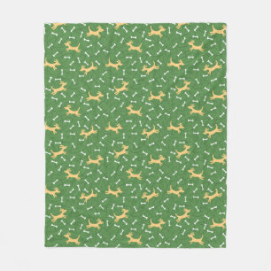 lucky dogs with bones background fleece blanket