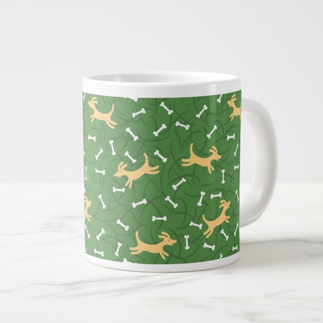 lucky dogs with bones background large coffee mug (Front Right)