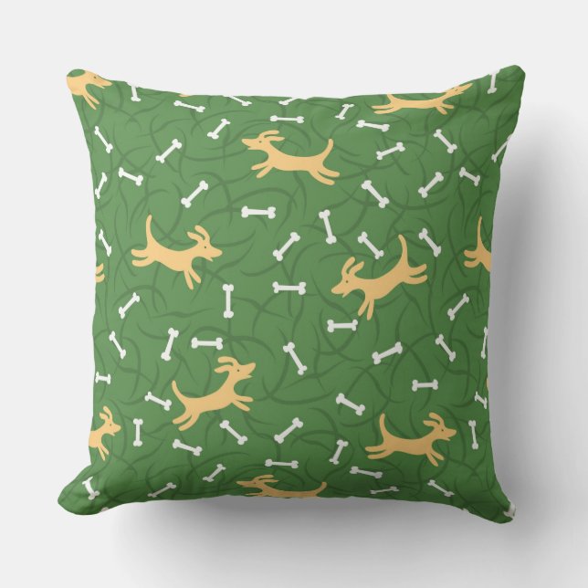 lucky dogs with bones background throw pillow (Front)