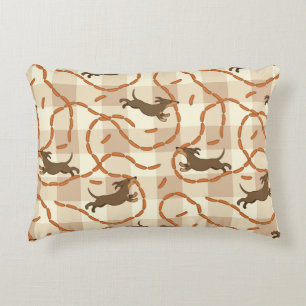 lucky dogs with sausages background decorative pillow
