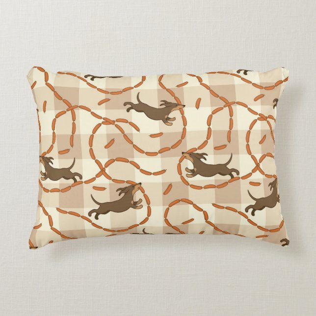 lucky dogs with sausages background decorative pillow (Front)