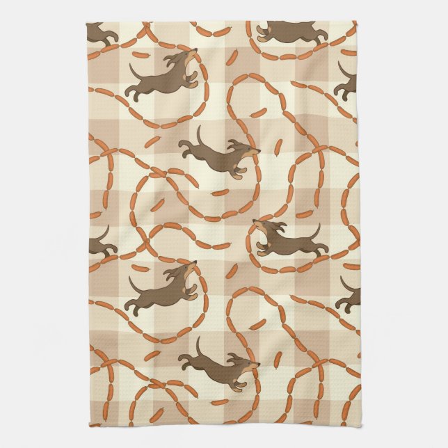 lucky dogs with sausages background kitchen towel (Vertical)