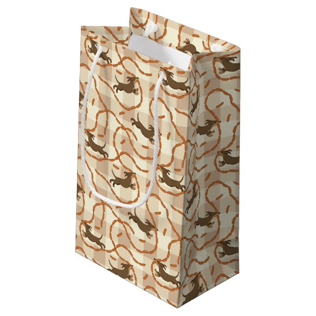lucky dogs with sausages background small gift bag (Back Angled)