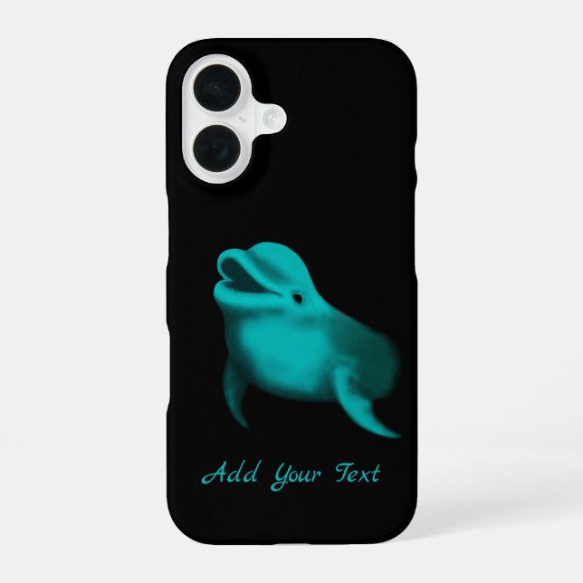 Lucky Dolphin - Add Your Text iPhone 16 Case (Back)