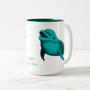 Lucky Dolphin - Add Your Text Two-Tone Coffee Mug