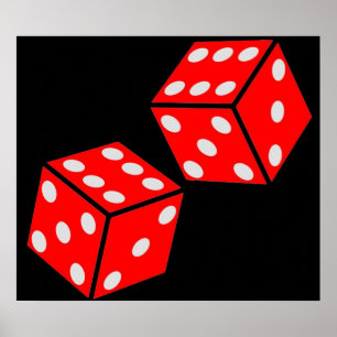 LUCKY DOUBLE SIX DICE RED DICE Throw the Dice Poster