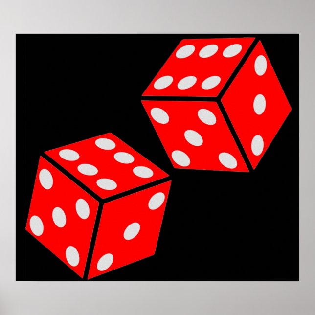 LUCKY DOUBLE SIX DICE RED DICE Throw the Dice Poster (Front)