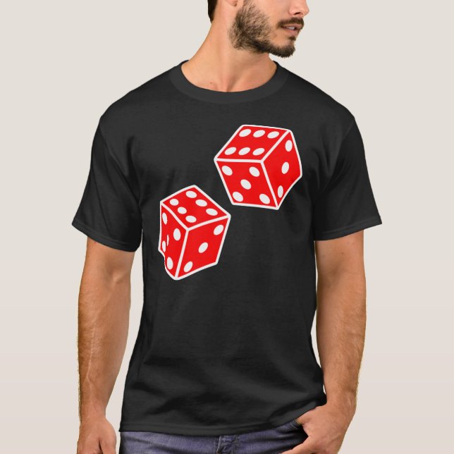 LUCKY. DOUBLE SIX. DICE, RED DICE, Throw the Dice, T-Shirt (Front)