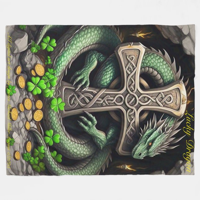 Lucky Dragon  Fleece Blanket (Front (Horizontal))