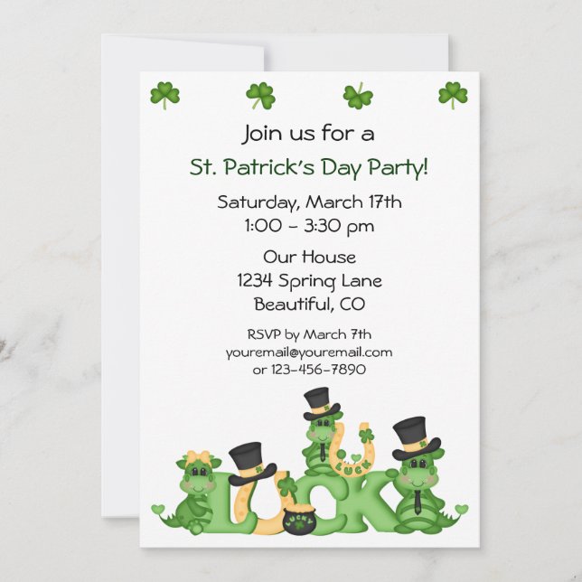 Lucky Dragons St Patrick's Day Party Invitation (Front)