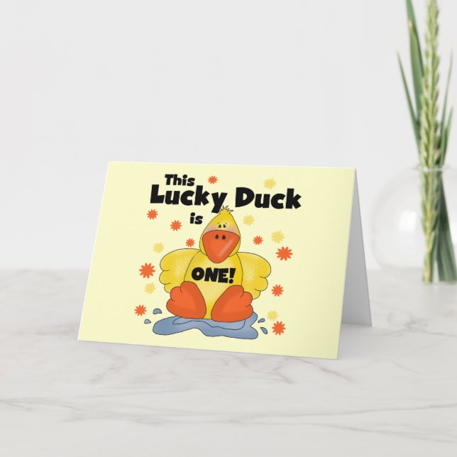 Lucky Duck 1st Birthday  T-shirts and Gifts Card (Front)