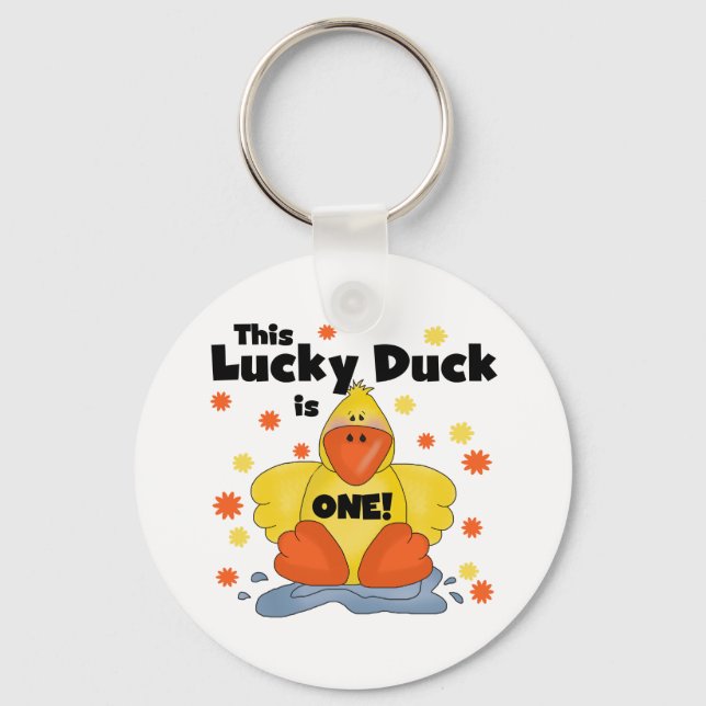 Lucky Duck 1st Birthday  T-shirts and Gifts Keychain (Front)