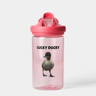 Lucky Duck Funny Cute Duckling Bird Photo Art Water Bottle