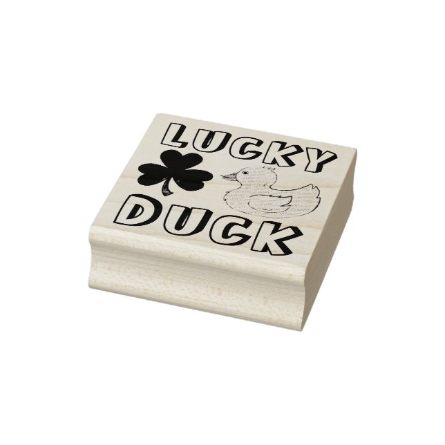 Lucky Duck Rubber Ducky Shamrock Clover Rubber Stamp (Stamp)