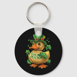 Lucky Duck Shamrock Funny St Patricks Day Waterfow Keychain