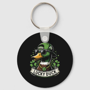 Lucky Duck Shamrock Funny St Patricks Day Waterfow Keychain
