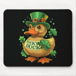 Lucky Duck Shamrock Funny St Patricks Day Waterfow Mouse Pad