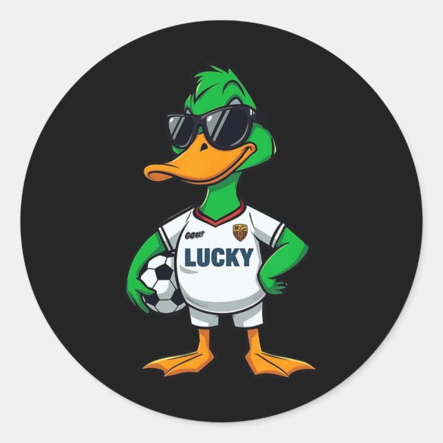 Lucky Duck Soccer  Classic Round Sticker (Front)