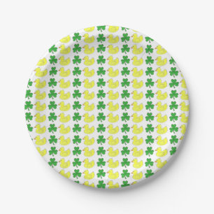Lucky Duck St. Patrick's Day Shamrock Clover Paper Plate