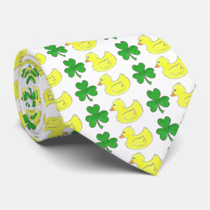 Lucky Duck St. Patrick's Day Shamrock Rubber Ducky Tie